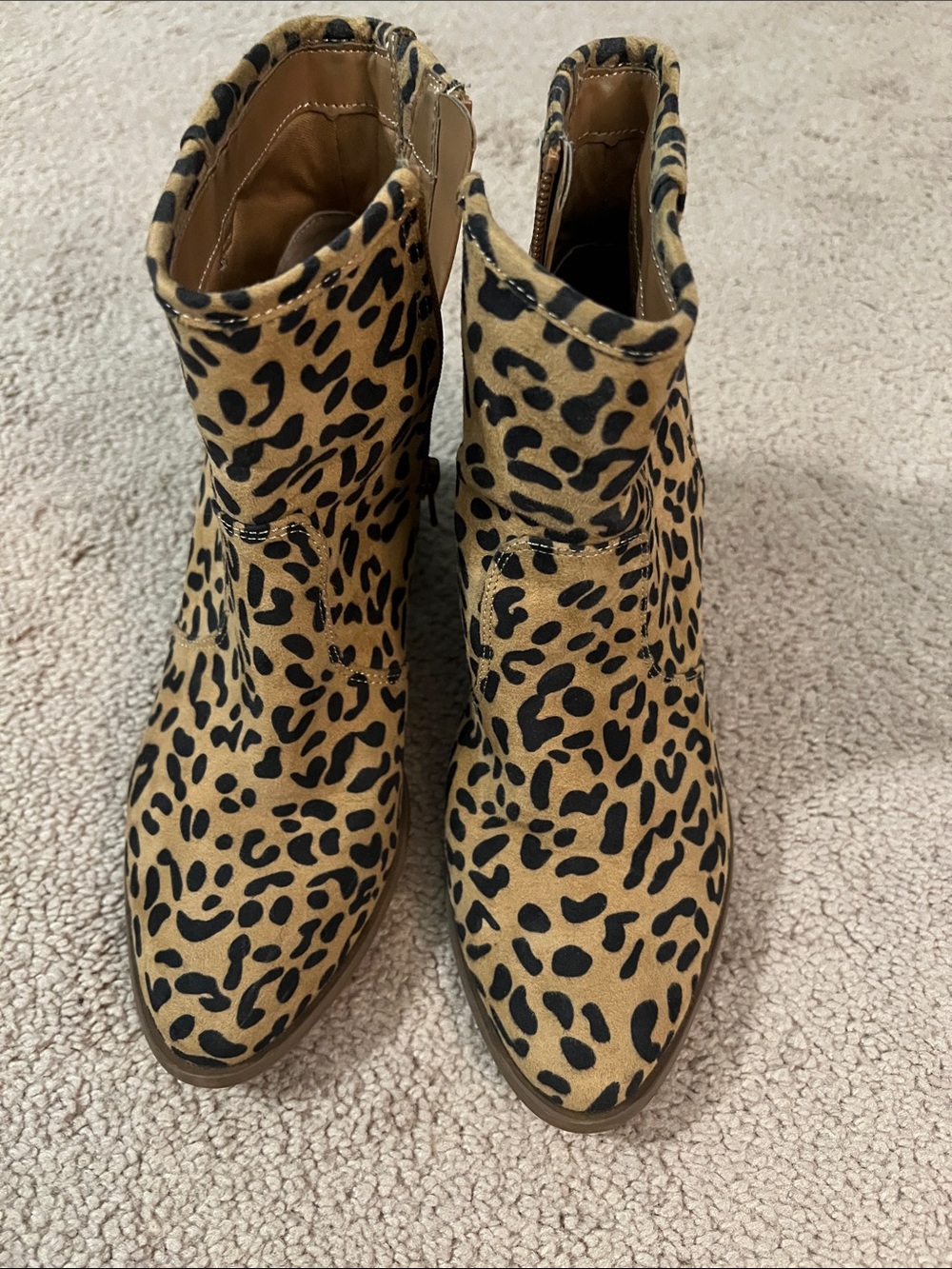 Carlos Santana Leopard Print Ankle Boots - Tan and Black